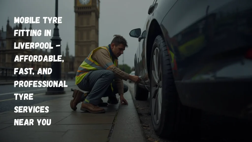 Prime Road Tyres technician performing mobile tyre fitting in Liverpool on a roadside vehicle