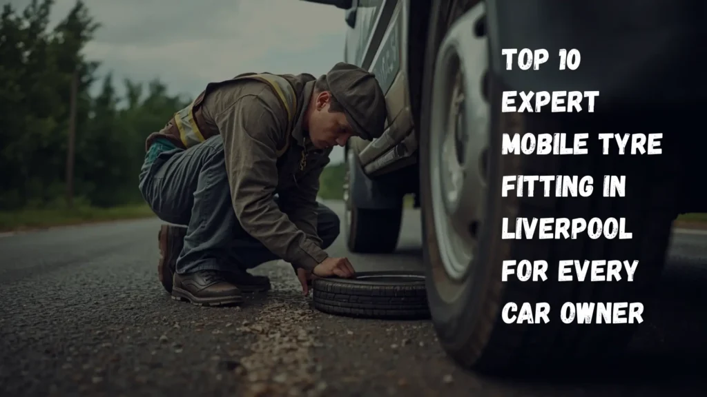 Technician performing mobile tyre fitting in Liverpool on a car at the roadside
