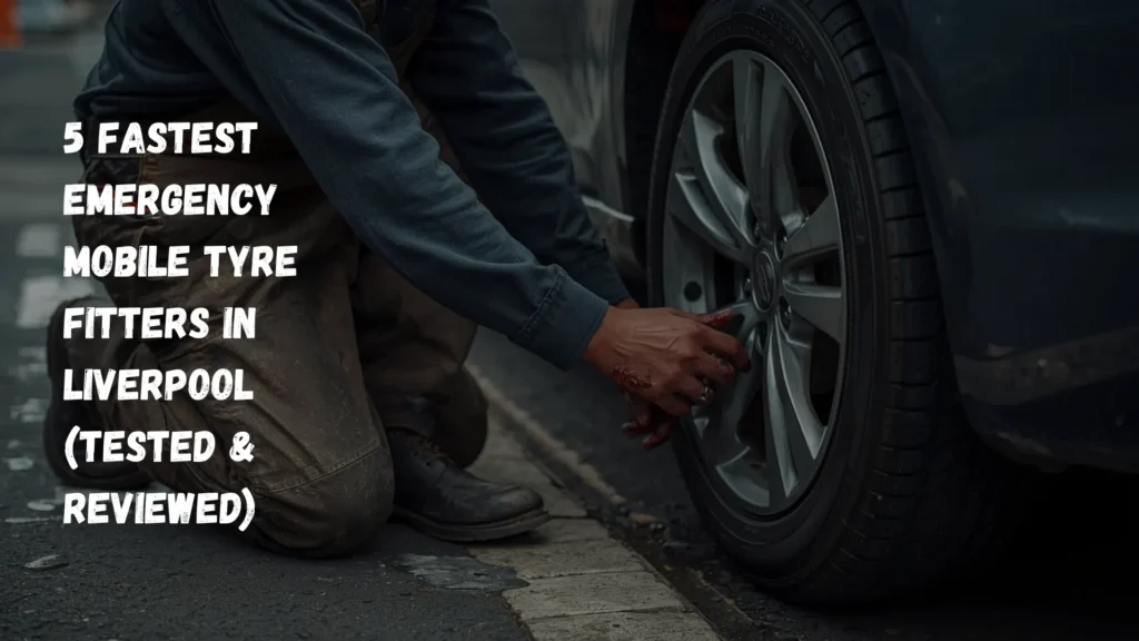 Prime Road Tyres worker doing 24 hour emergency mobile tyre fitting in Liverpool on the roadside